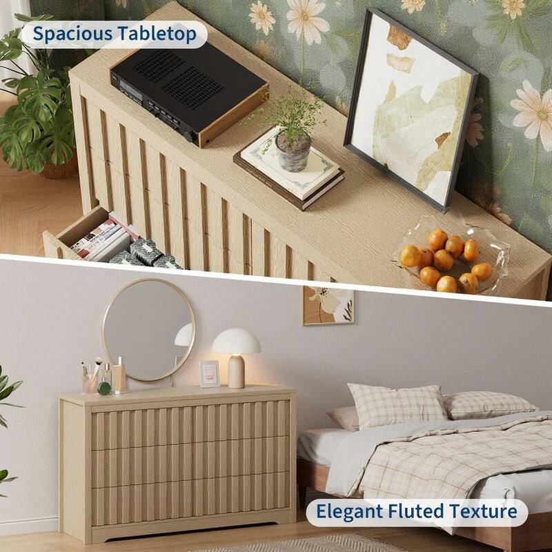 6 Drawers Fluted Dresser, with Handleless