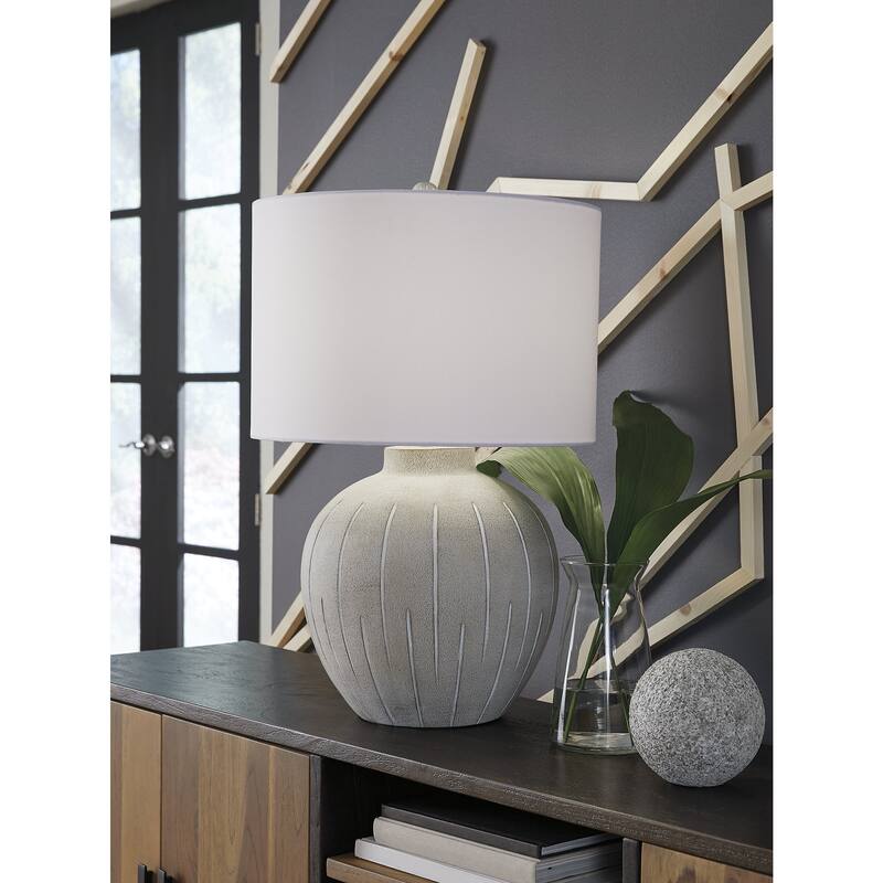 Signature Design by Ashley Calbert Gray Table Lamp - 18" W x 18" D x 27.8" H