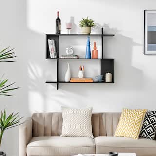 Danya B. Manasa Floating Geometric Kilter Two-Tier Wall Shelf