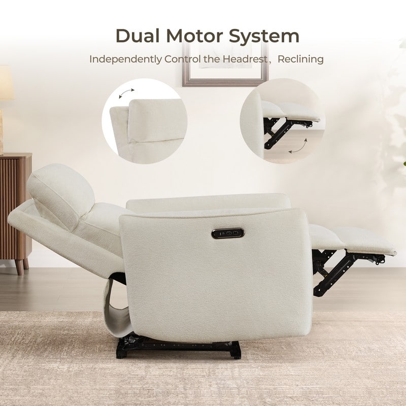 Spruce & Spring Dual Motors Power Lay Flat Recliner with Headrest