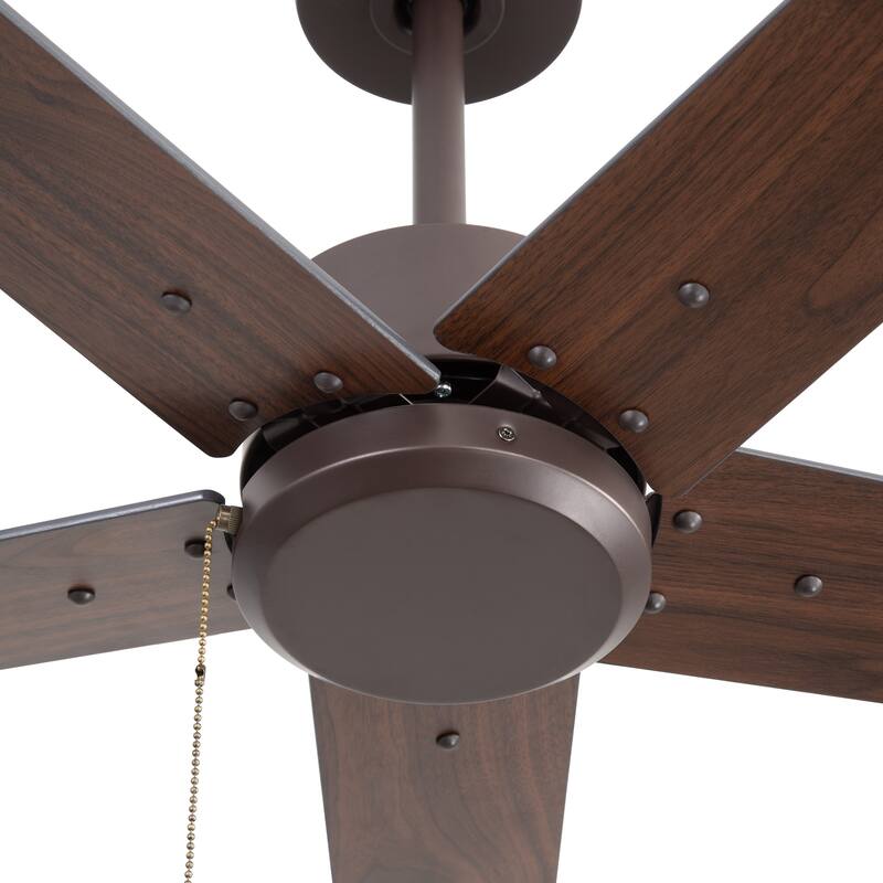 52" Indoor Traditional 5-Blade Ceiling Fan No Light with Pull Chain