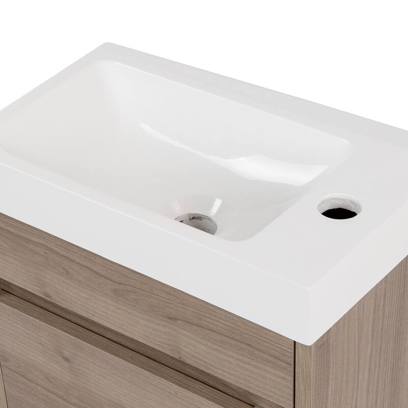Spring Mill Cabinets Kambree 15.75" Floating 1-Door Bathroom Vanity With White Sink Top