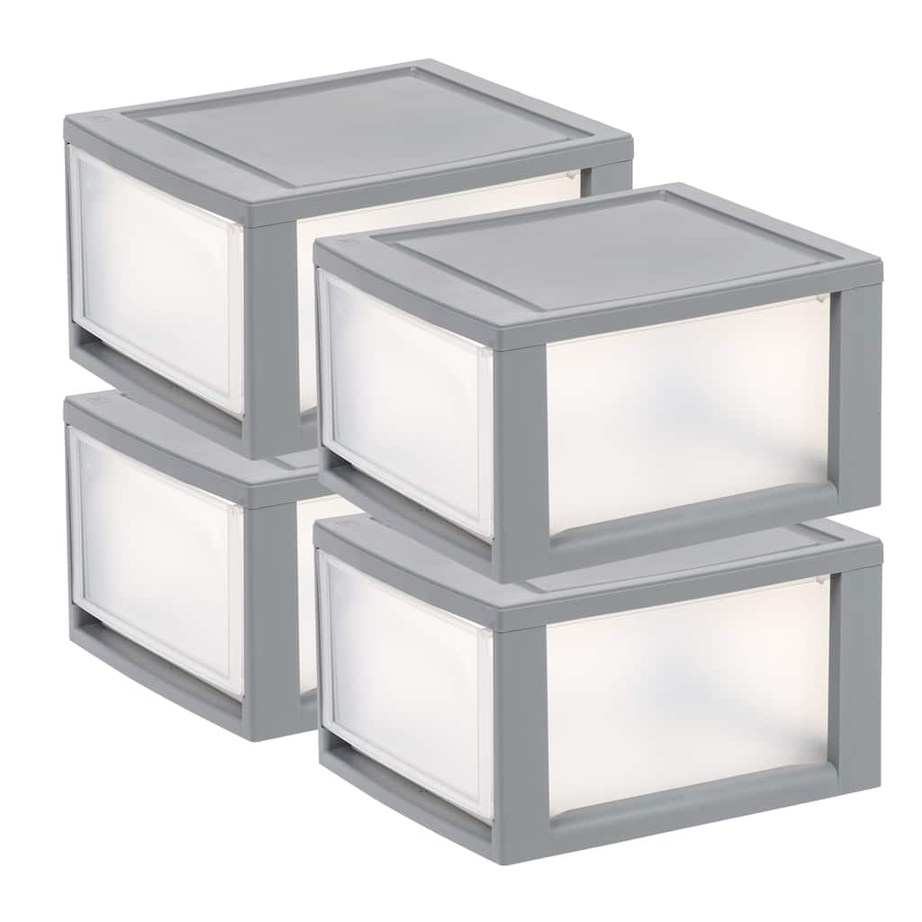 IRIS USA® Stacking Drawer 14.5 Qt - Gray - Set of 4