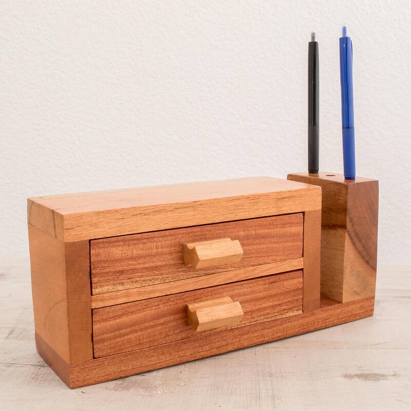Novica Handmade Order And Harmony Wood Desk Organizer