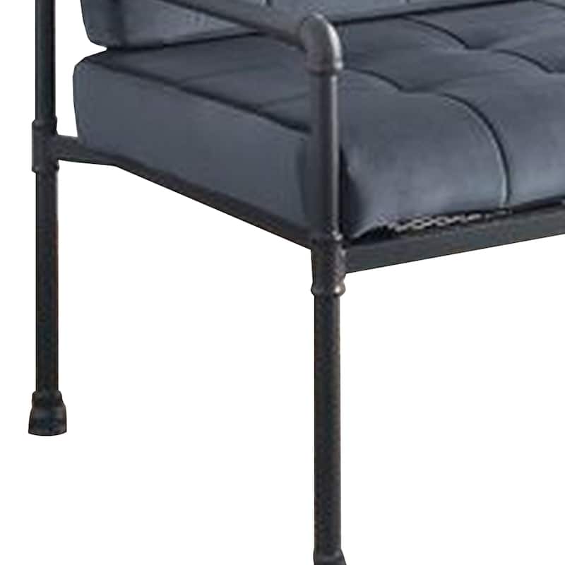 Loveseat with Tufted Velvet Seat and Metal Frame, Grey