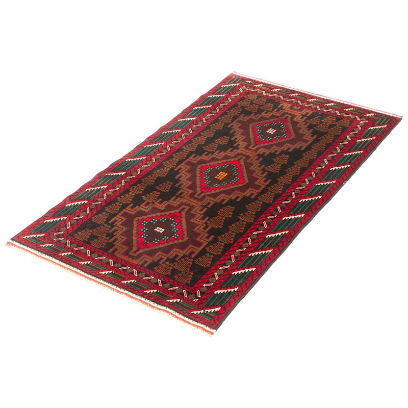 ECARPETGALLERY Hand-knotted Teimani Black Wool Rug - 3'5 x 6'5