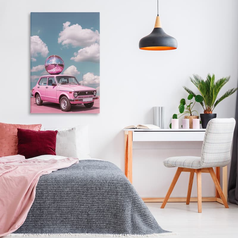 Stupell Disco Ball Car & Clouds Canvas Wall Art Design By LSR Design Studio