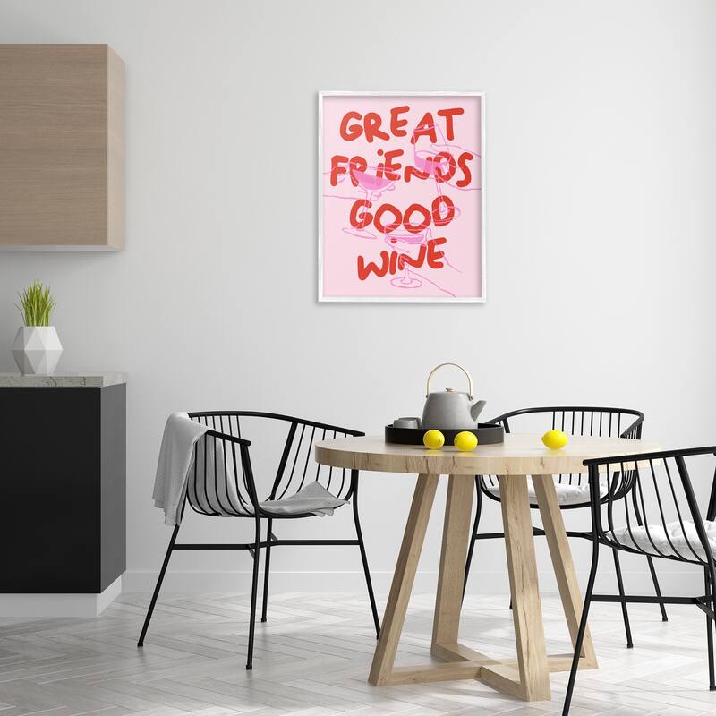 Stupell Great Friends Good Wine Framed Giclee Art Design By House of Lulu