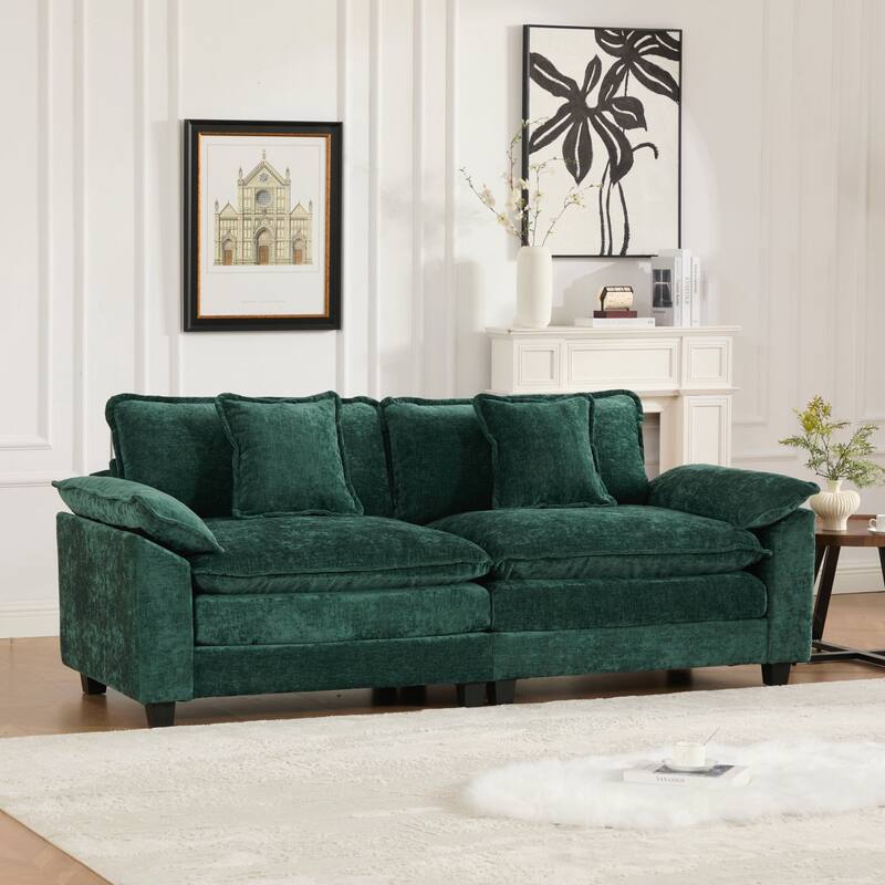 Modern Sectional Couch, for Living Room Bedroom and Apartment, Comfy Double Layer Upholstered Seat Cushion