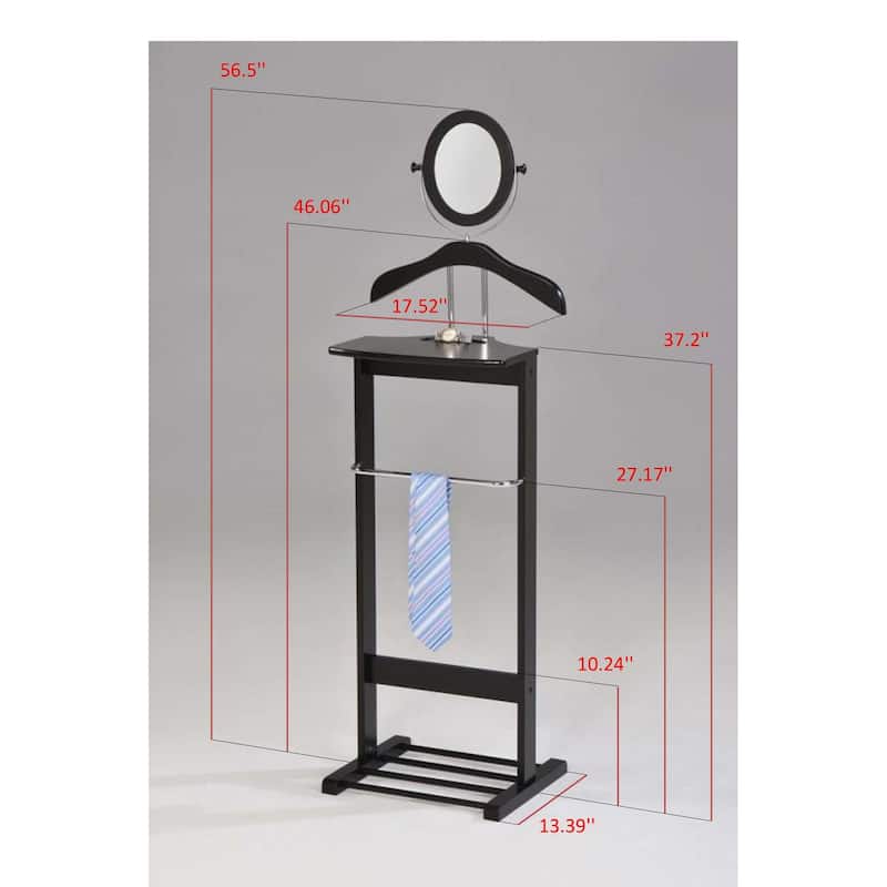 Wardrobe Suit Valet Stand, Clothes Rack, Contour Hanger, Trouser Shoe Rack - Black/Chrome