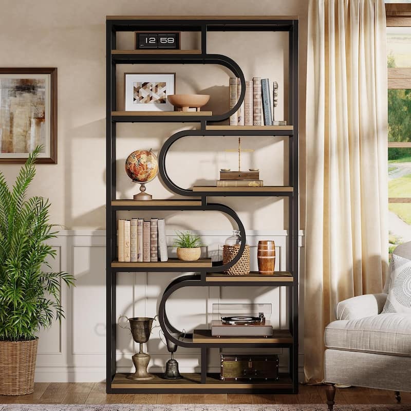 71" Tall Bookshelf 5-Tier Industrial Etagere Bookcase with Heavy-Duty Frame - 39.3" L x 11.81" W x 71.2" H