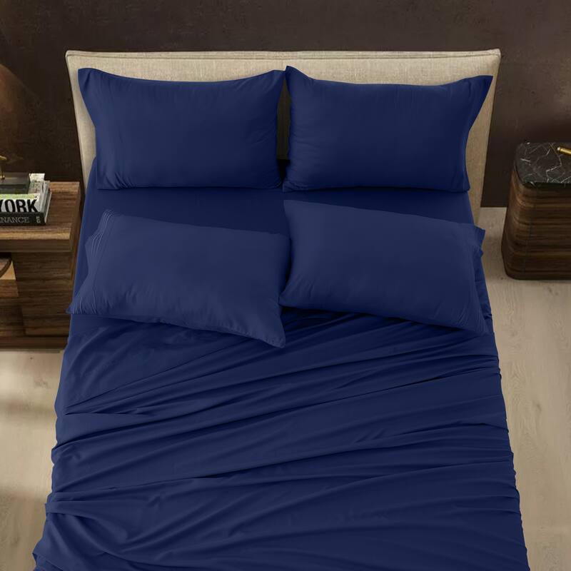 6 Piece Bed Sheet Set Deep Pocket Ultra Soft Microfiber Bedding Sheets