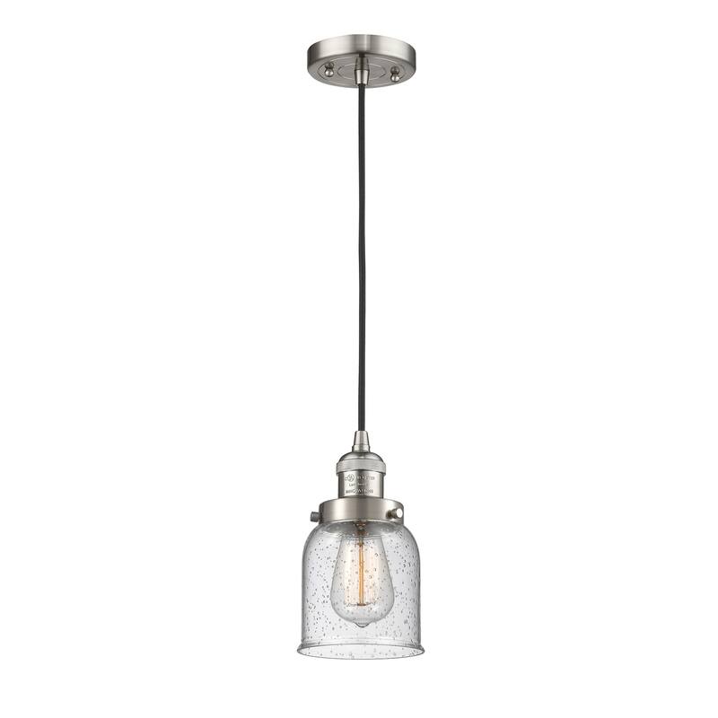 Innovations Lighting Franklin Restoration Bell - 1 Light 5" Cord Hung Mini Pendant - Seedy/Brushed Satin Nickel