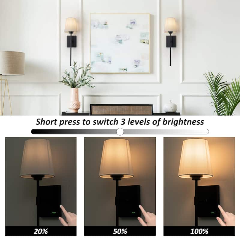 C Cattleya Battey-Operated Rechargeable 3000K Indoor Wall Sconce with Fabric Shade