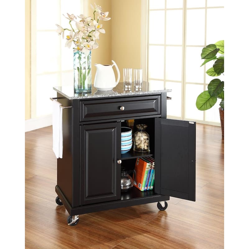 Kitchen Island Cart - Mobile Kitchen Storage with Granite Top & Casters
