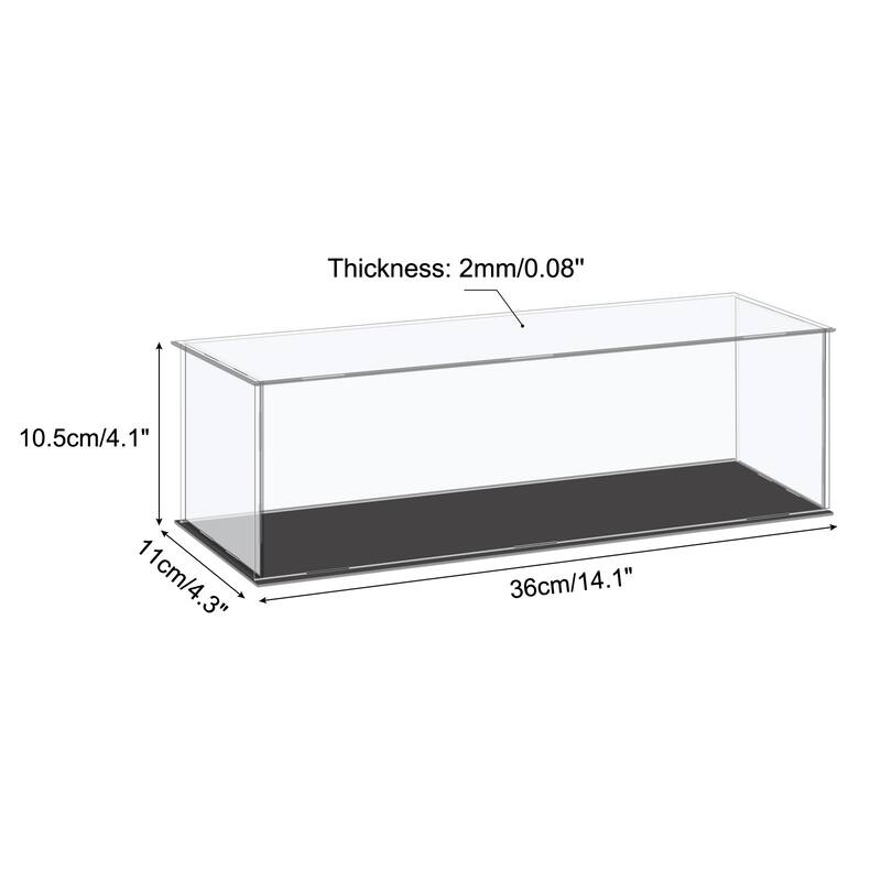 Acrylic Display Case Plastic Box Cube Storage Small Assemble Showcase - 14.1x4.3x4.1 Inch