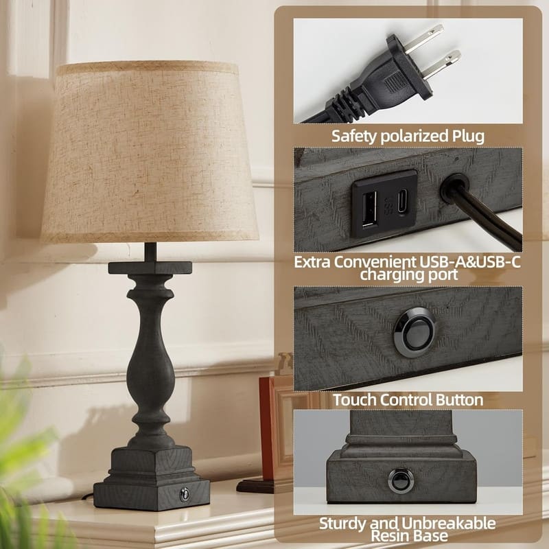Touch Lamps for Bedroom Set of 2,Bed-Side Table Lamps