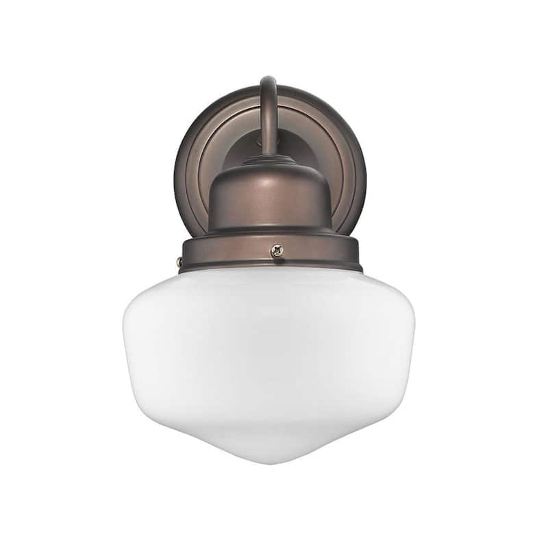 Updated Farmhouse 1 Light Wall Sconce with White School House Glass