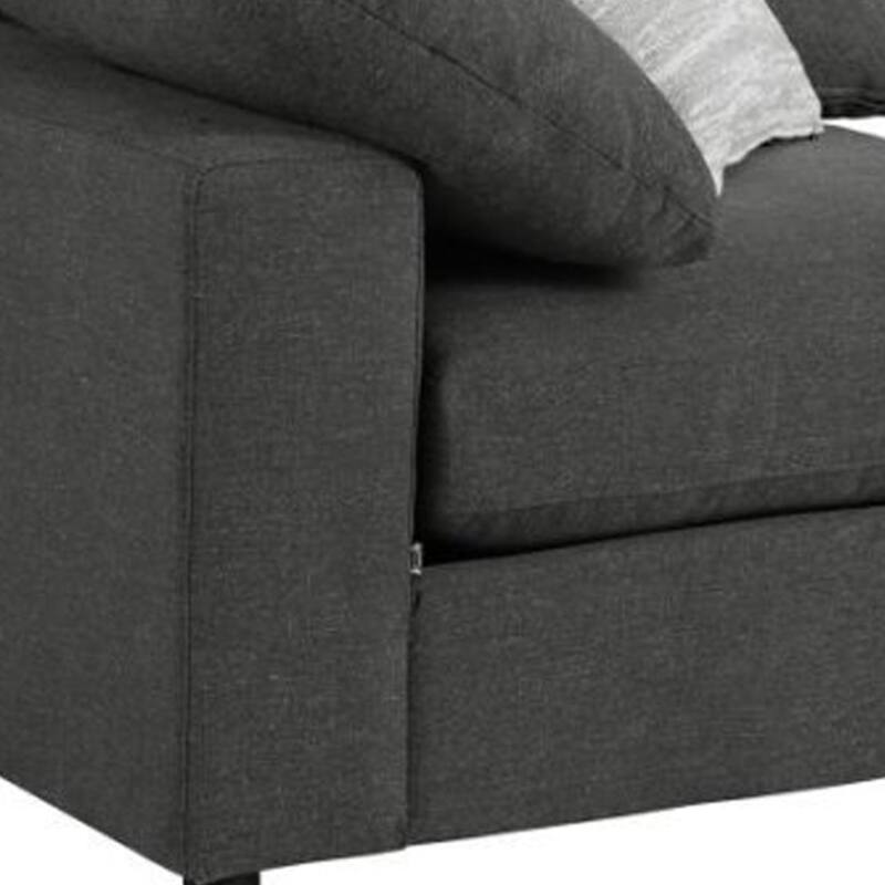 Fabric Upholstered Wooden Corner Chair with Loose Cushion Seat, Gray