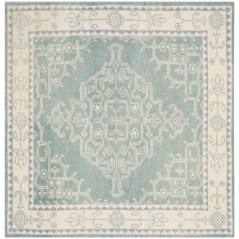 SAFAVIEH Hand-knotted Kenya Gerburg Southwestern Tribal Wool Rug - 7' Square - Ivory/Blue