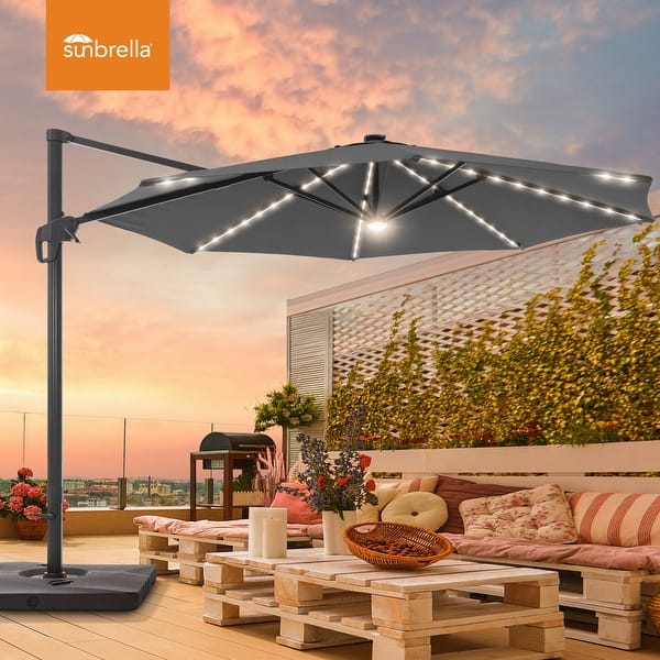 11 ft solar led lighted patio umbrella w tilt adjustment Best Choice Products 10ft Solar LED Lighted Patio Umbrella w/ Tilt Adjustment, UV-Resistant Fabric
