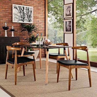Tracy Leatherette and Wood Mid-century Dining Chairs (Set of 4)