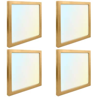 Luxrite 9 Inch Square LED Flush Mount Light, 18W 1250LM, 5CCT 2700K-5000K, Dimmable - Brass 4-Pack