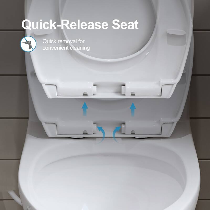 HOROW 1 Piece Dual Flush Elongated Toilet White 0.8 1.28 GPF Seat Included - N/A