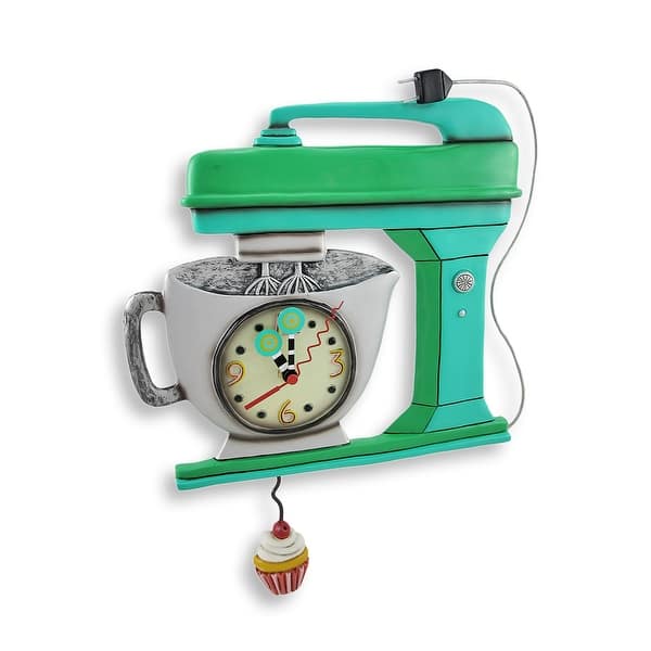 slide 2 of 4, Allen Designs Green Vintage Kitchen Mixer Wall Clock Cupcake Pendulum - 10.75 X 11.5 X 1.75 inches