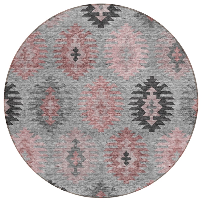 Machine Washable Indoor/ Outdoor Boho Tribal Chantille Rug