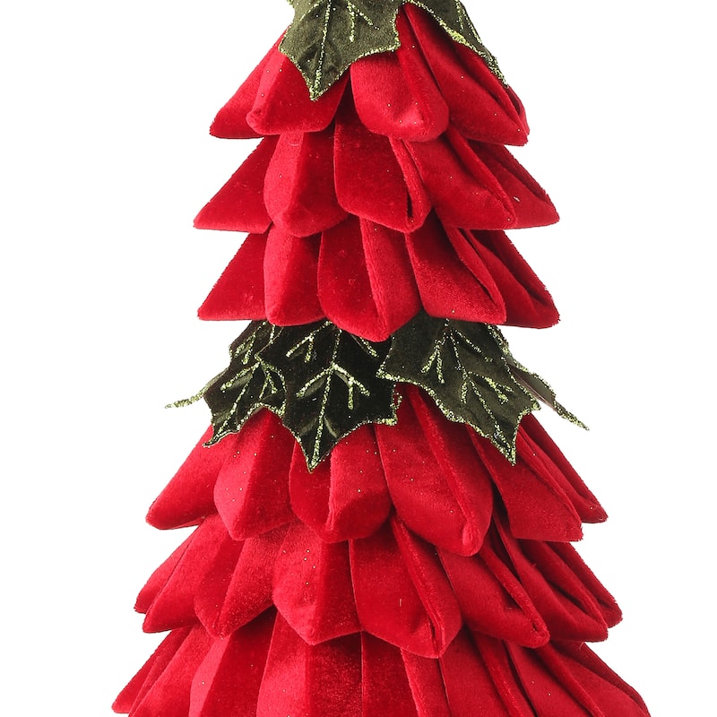 20" Velvet Holly Leaf Cone Tree