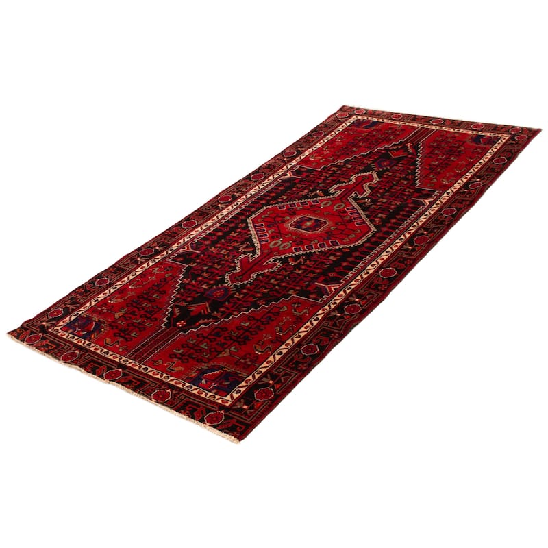 ECARPETGALLERY Hand-knotted Anadol Black, Red Wool Rug - 4'8 x 10'9
