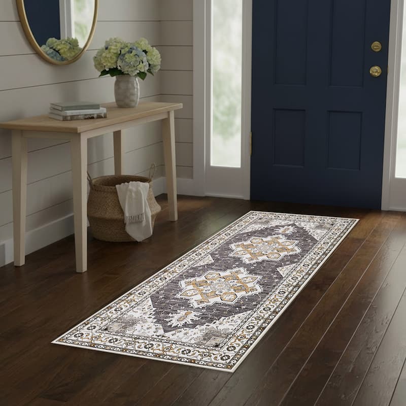 Laura Ashley Imagine Printed Chenille Washable Non-Slip Rugs - 2'2" x 5' - Taupe