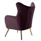 preview thumbnail 82 of 141, Eusebio Tufted Velvet Accent Chair with Wingback, Arms, and Metal Gold Legs for Living Room or Bedroom by HULALA HOME