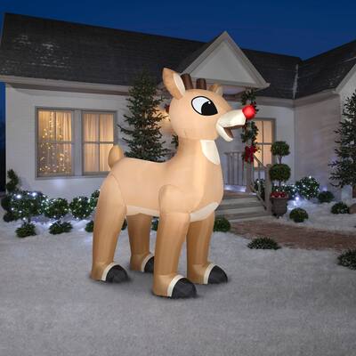 Gemmy Giant Christmas Inflatable Rudolph the Red Nosed Reindeer, 10 ft Tall