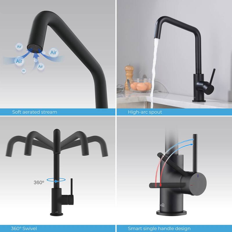 Single-Hole 1-Handle Kitchen Bar/Prep Sink Faucet