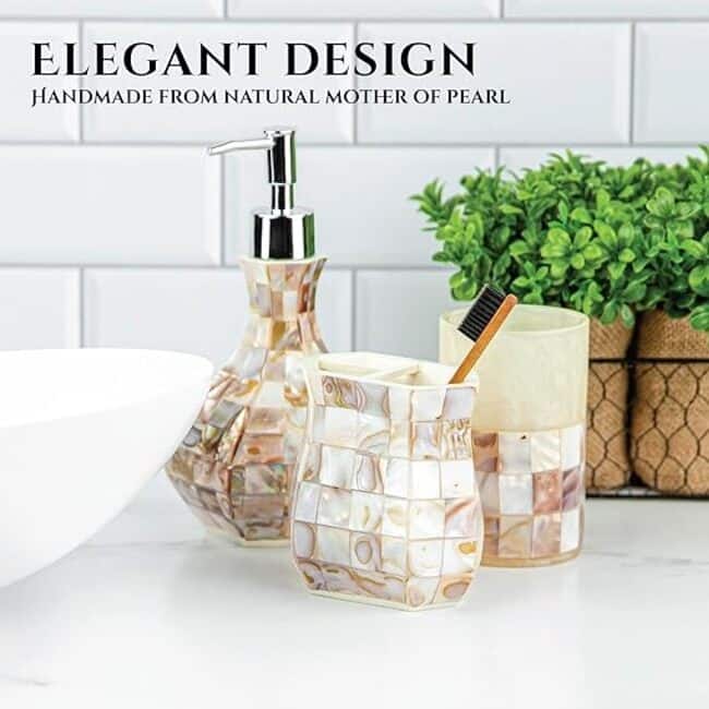 Creative Scents Milano Mother of Pearl Toothbrush Holder - Beige/Ivory - Ivory/Beige