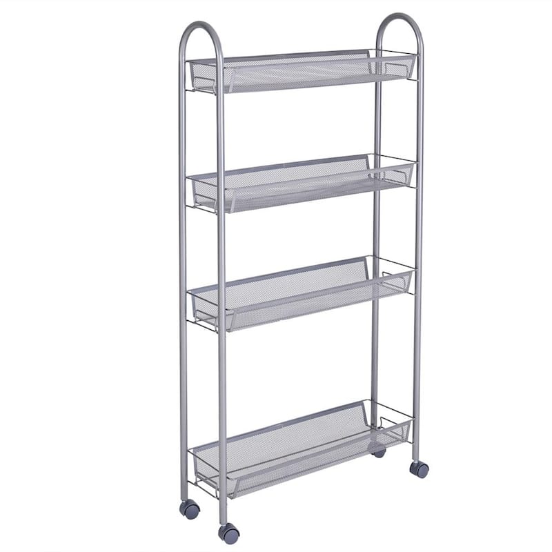 4-Tier Removable Storage Cart Silver / Ivory White