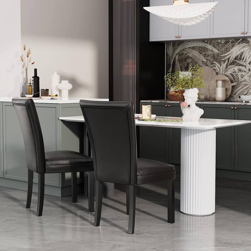 Faux Leather Dining Chairs Or Round Glass Dining Table - Chairs - Blue