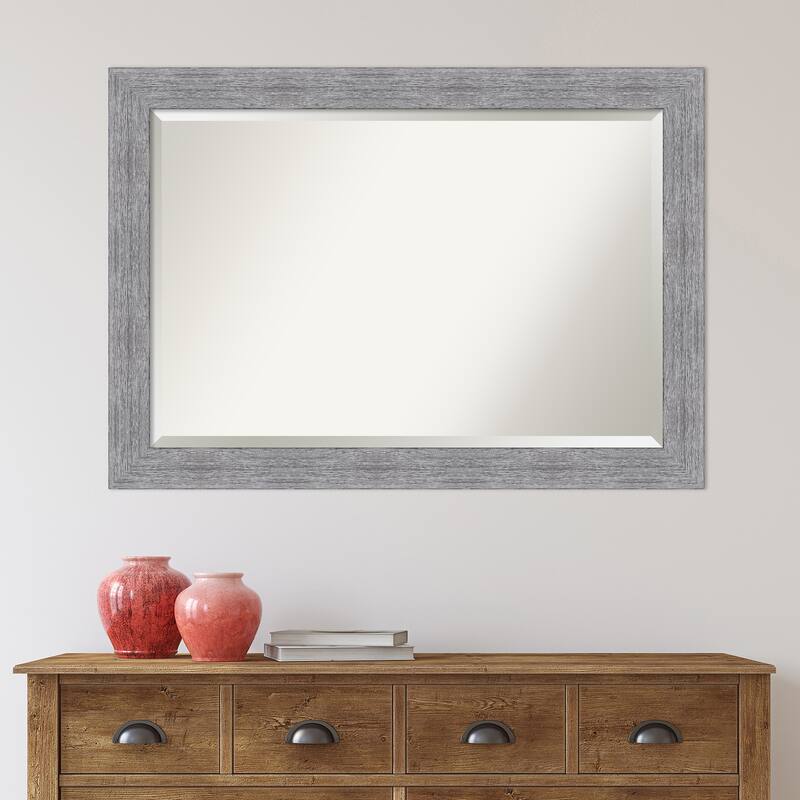 Beveled Wall Mirror - Bark Rustic Char Frame