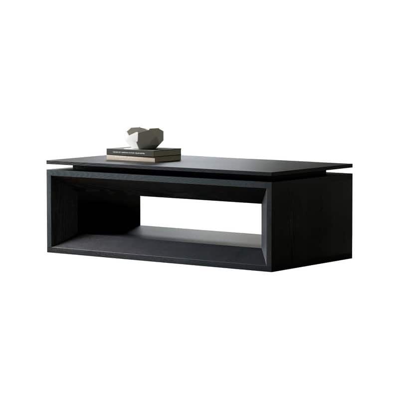43.3" Lift-Top Coffee Table, Solid Wood Veneer Modern Accent Table with Storage and Adjustable Height