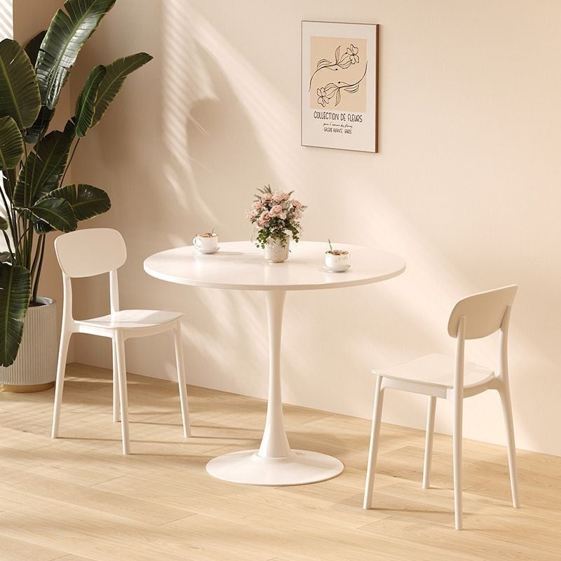 Anmytek Modern 31.5 Inch Round Dining Table White for Kitchen and Living Room