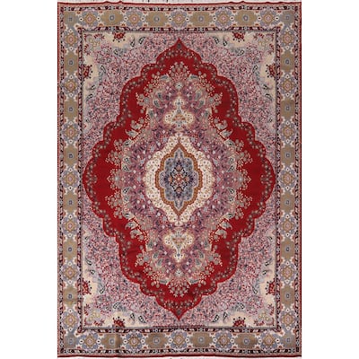 Floral Red Paisley Kashan Turkish Area Rug Machine Made Carpet - 9'8" x 12'10"