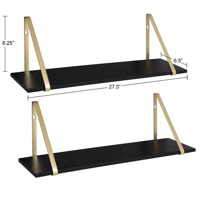 Kate and Laurel Soloman Wood 2 Piece Shelves with Metal Brackets