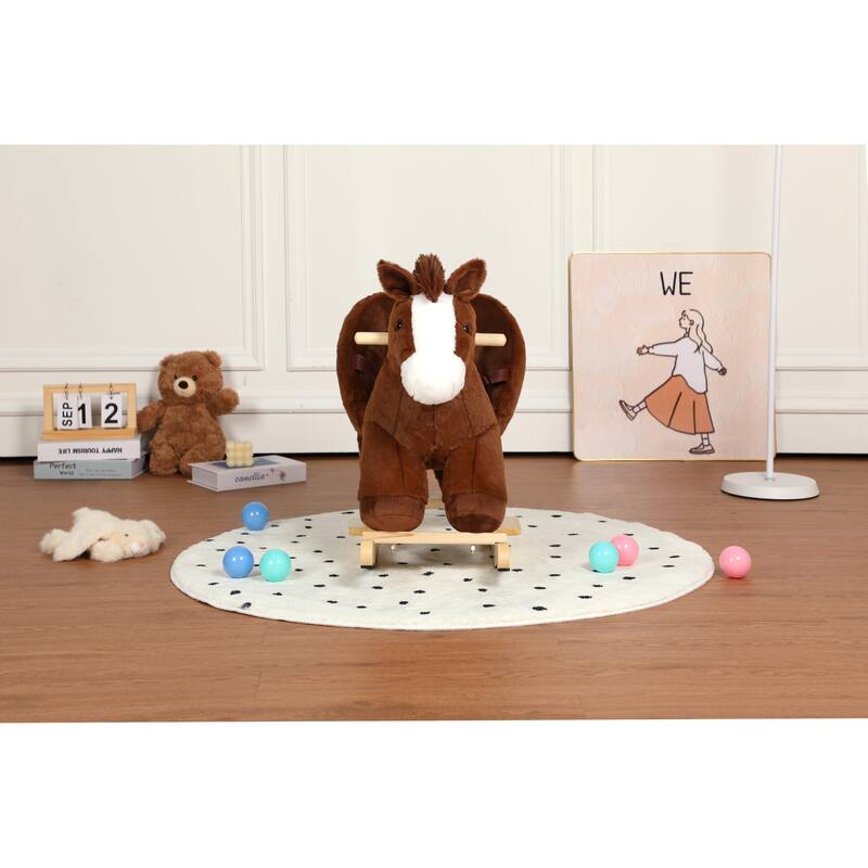 Anmytek Rocking Christmas Deer Toy Plush Interactive Toddler Rocker with Sound Motor Skills Gift