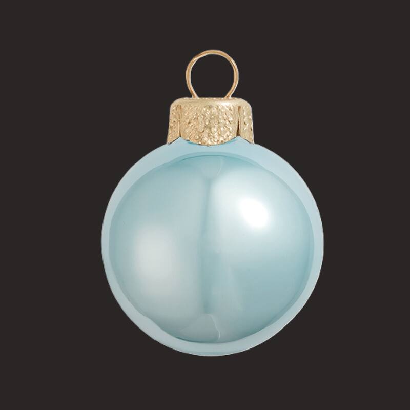 Pearl Finish Glass Christmas Ball Ornaments 6" (150Mm) Sky Blue 2Ct
