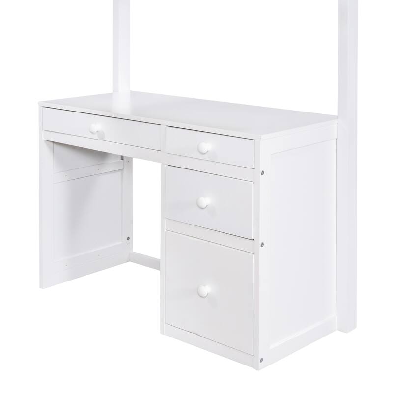 Multi-Functional Twin/Full Loft Bed with Ladder, 5 Drawers, and Shelves - Ideal for Bedrooms & Dorms