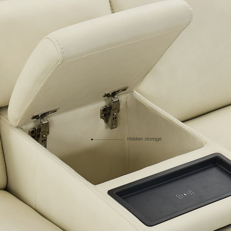 6PCS, 3 power Recliners, Leather Reclining Large Sectional with Power Headrest, Wireless Charging