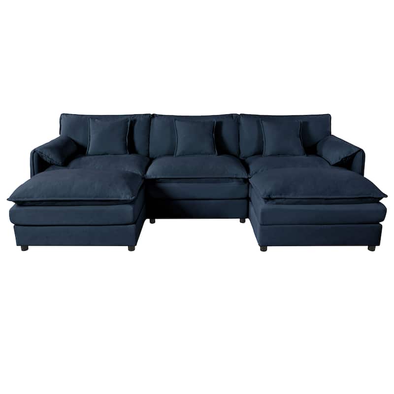 Modern Modular 3 Seat Sofa with Deep Dual Layer Cushions and Storage Pockets for Living Room and Guest Room