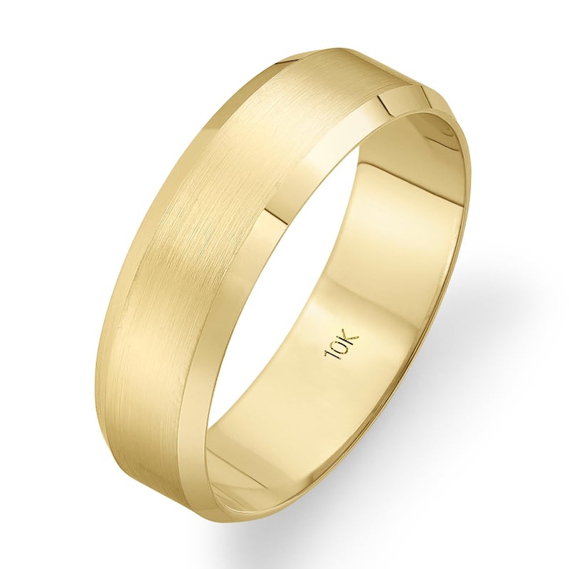 Clover Yellow Gold Beveled Edge Wedding Band - 9.5 (6mm) - 10k